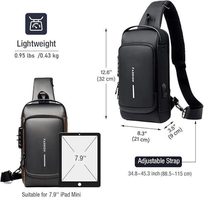 Anti-Theft Crossbody Sling Bag with USB Charging – Unisex