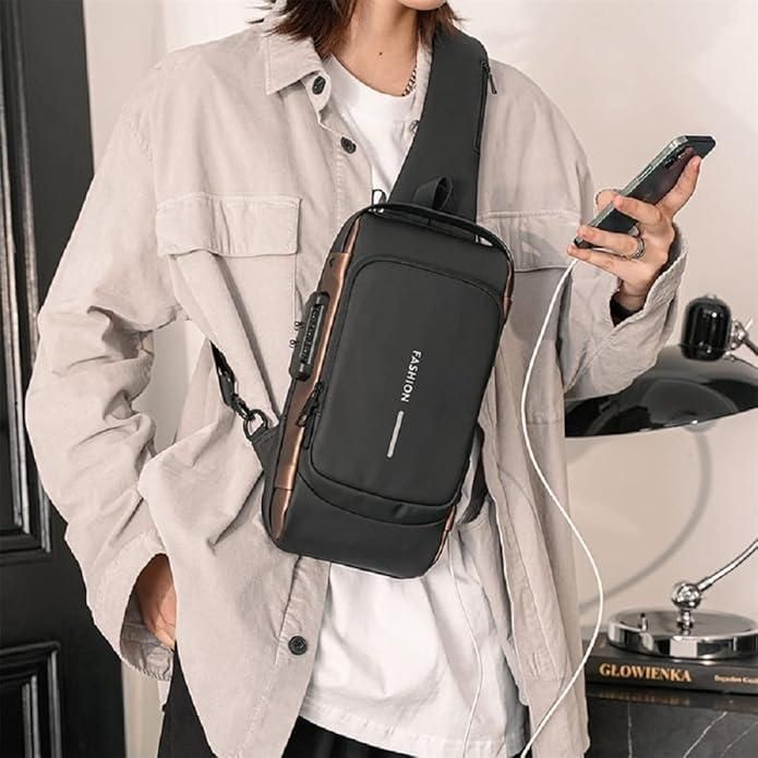Anti-Theft Crossbody Sling Bag with USB Charging – Unisex